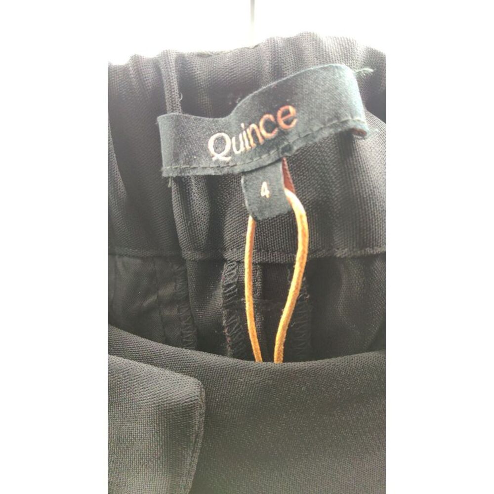 Quince Stretch Crepe Pleated Wide Leg Pants Black 4 - Picture 3 of 3